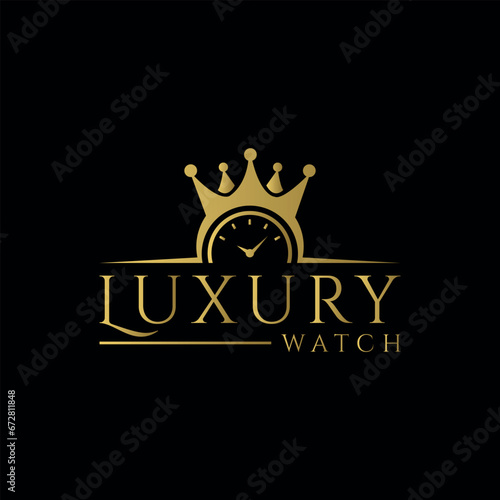 Luxury watch logo design creative and elegant minimal concept