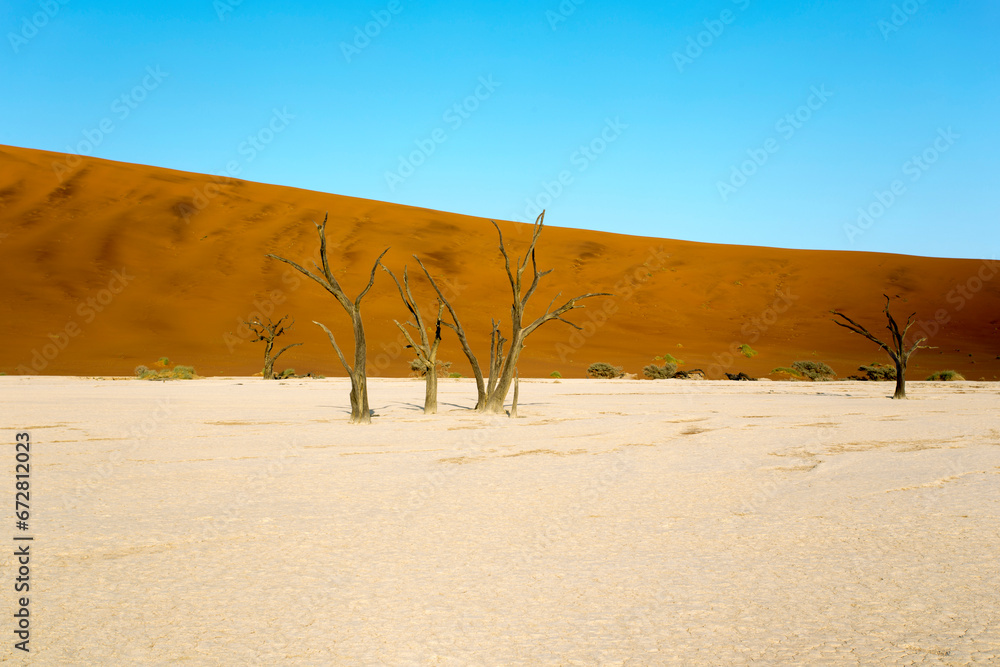 A photo of deadvlei at sunrise