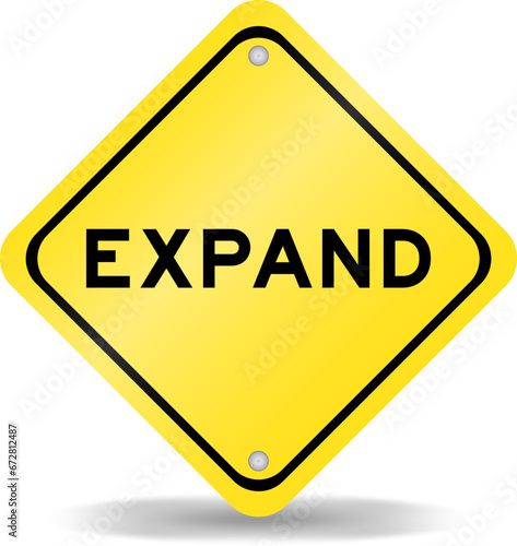 Yellow color transportation sign with word expand on white background