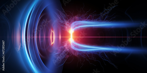 technology background with plasma energy, nuclear fusion technology  photo
