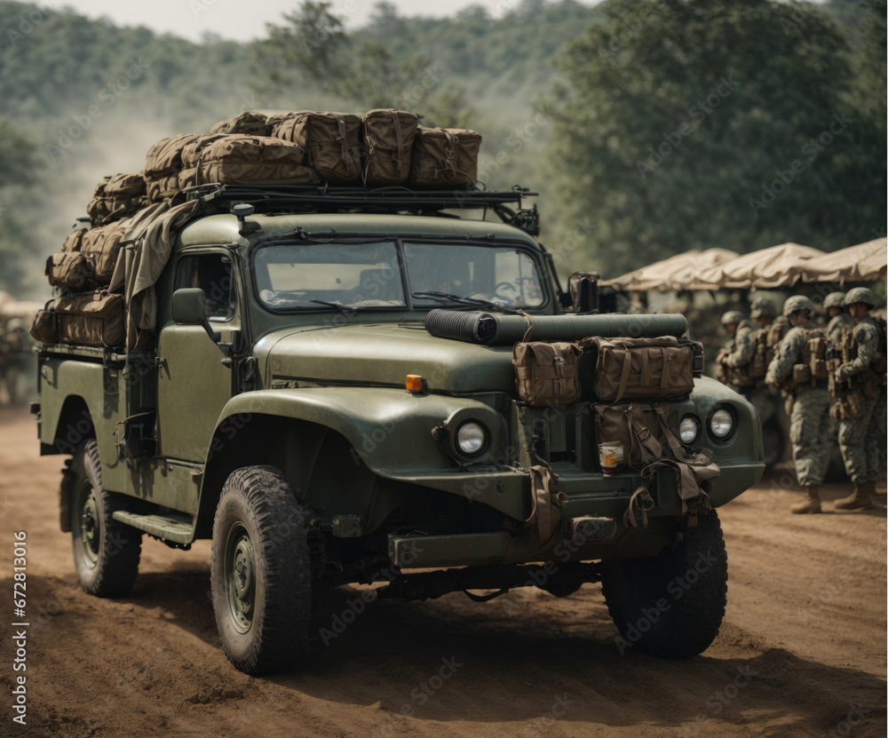 Fototapeta premium Old military truck in the forest.