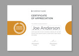 a4 yellow minimalist certificate of appreciation and achievement design template