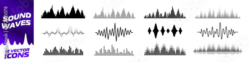 Sound wave icon. Sound wave icon set. Voice recording sign.