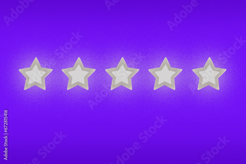 Fototapeta Naklejka Na Ścianę i Meble -  Gray, silver five star shape on a purple background. The best excellent business services rating customer experience concept. Increase rating or ranking