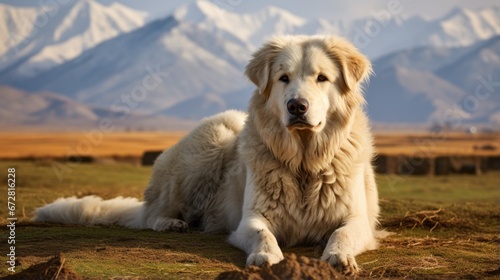 A majestic Central Asian Shepherd poses outdoors