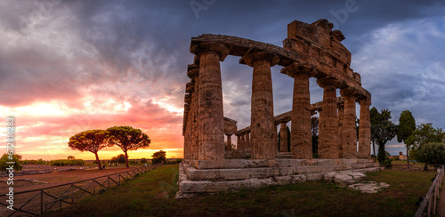 Temple in Paestum during a wonderful sunset photo