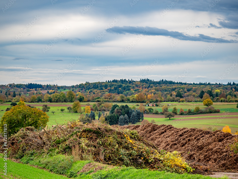 Fototapeta premium Sammelstelle für Grünabfälle im Herbst