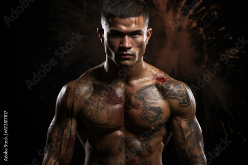 Sportsman muay thai boxer fighter