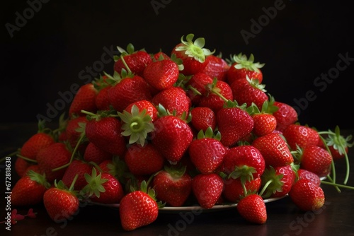 a vibrant arrangement of red  ripe strawberries  forming a captivating and harmonious display. Generative AI