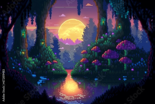 Fantasy Mushroom Forest, pixel art