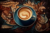 Coffee illustration with intricate patterns. generative AI