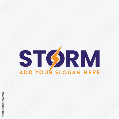thunder storm logo design vector