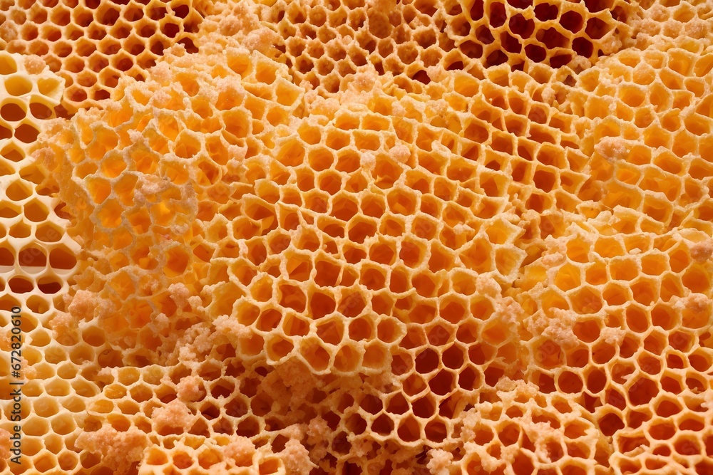 Honeycomb Closeup Background. Generative AI.