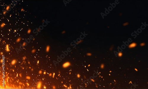Realistic burning fire flames background flaming particles sparks explosion effect