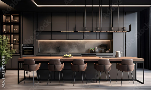 Modern, luxurious, understated kitchen design, interior design, template, example photo