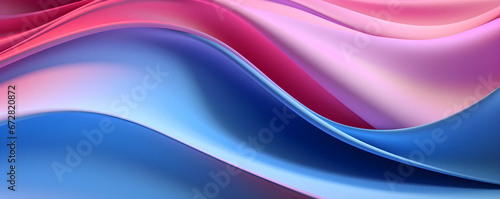 Pink and light blue abstract curved background, fluid design, 3D, banner