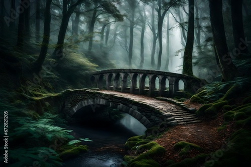 wooden bridge in the forest © zooriii arts