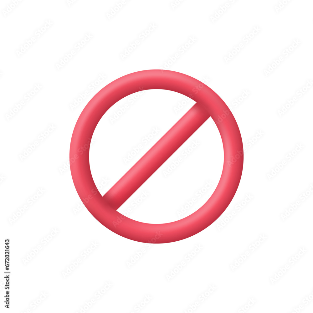 3D Prohibition or restriction red sign. 3D Prohibition or restriction red sign.
