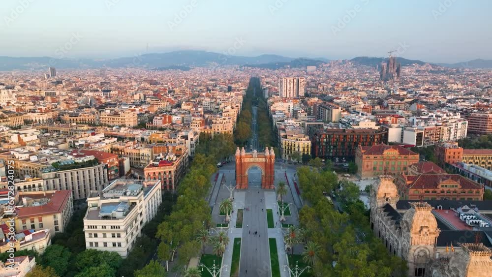 custom made wallpaper toronto digital4k view of The Arc de Triomf, Urban Skyline in the city of Barcelona, Catalonia, Spain