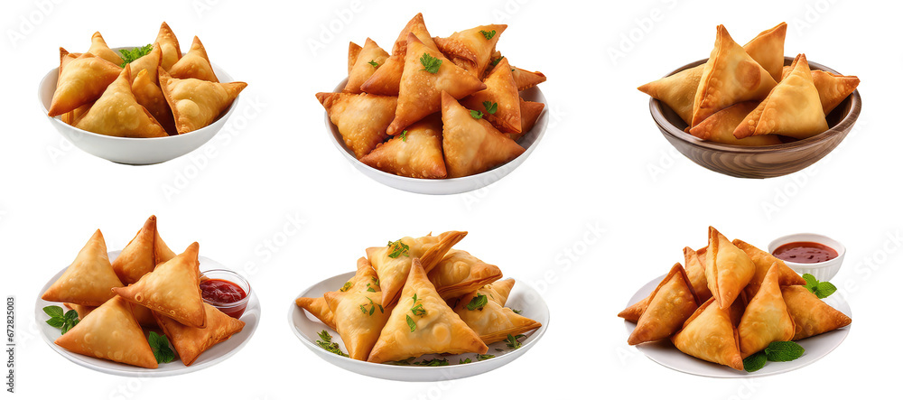 set of samosa on plate set of samosa on plate