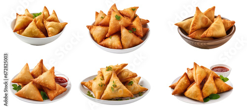 set of samosa on plate 