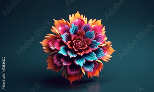 Fototapeta Naklejka Na Ścianę i Meble -  Abstract 3d colorful ai generated flower