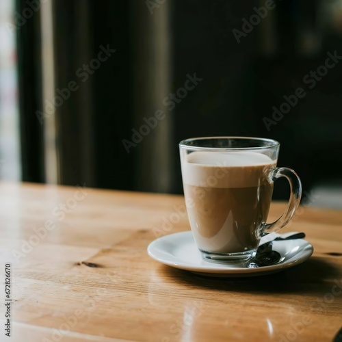 glass of coffee with milk on the table