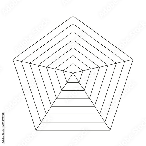 Diagram for statistic and analytic. Pentagon radar, spider diagram template. Blank radar chart. Simple flat graph. Vector illustration.
