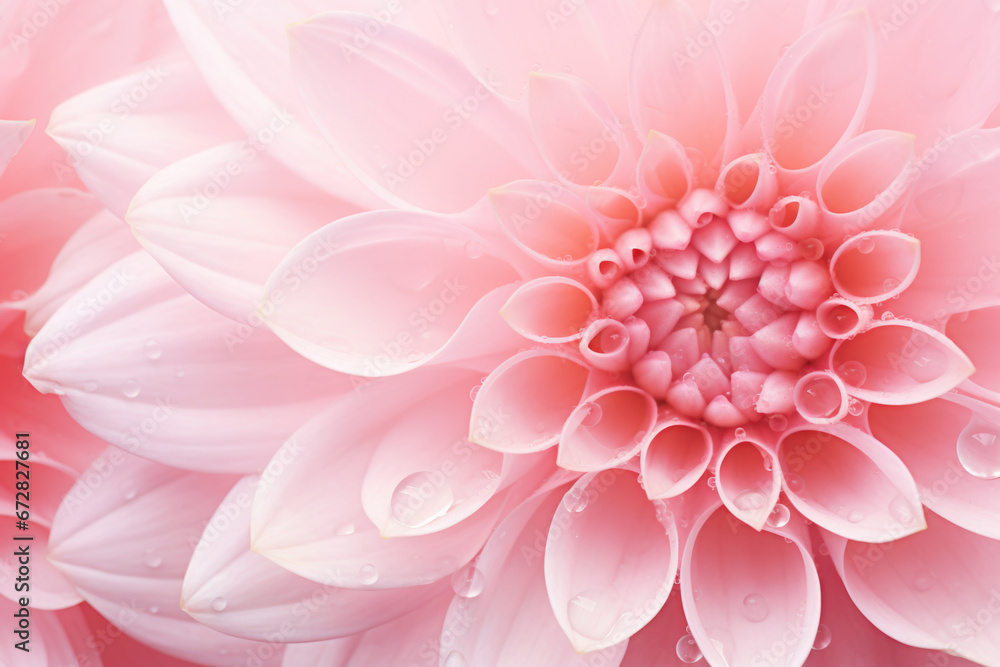 Fototapeta premium Soft pink dahlia petals macro, floral abstract background. Close up of flower dahlia for background