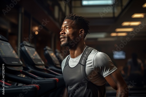 Strong African American Man in the Gym, Power and Resilience on Full Display During a Grueling Workout