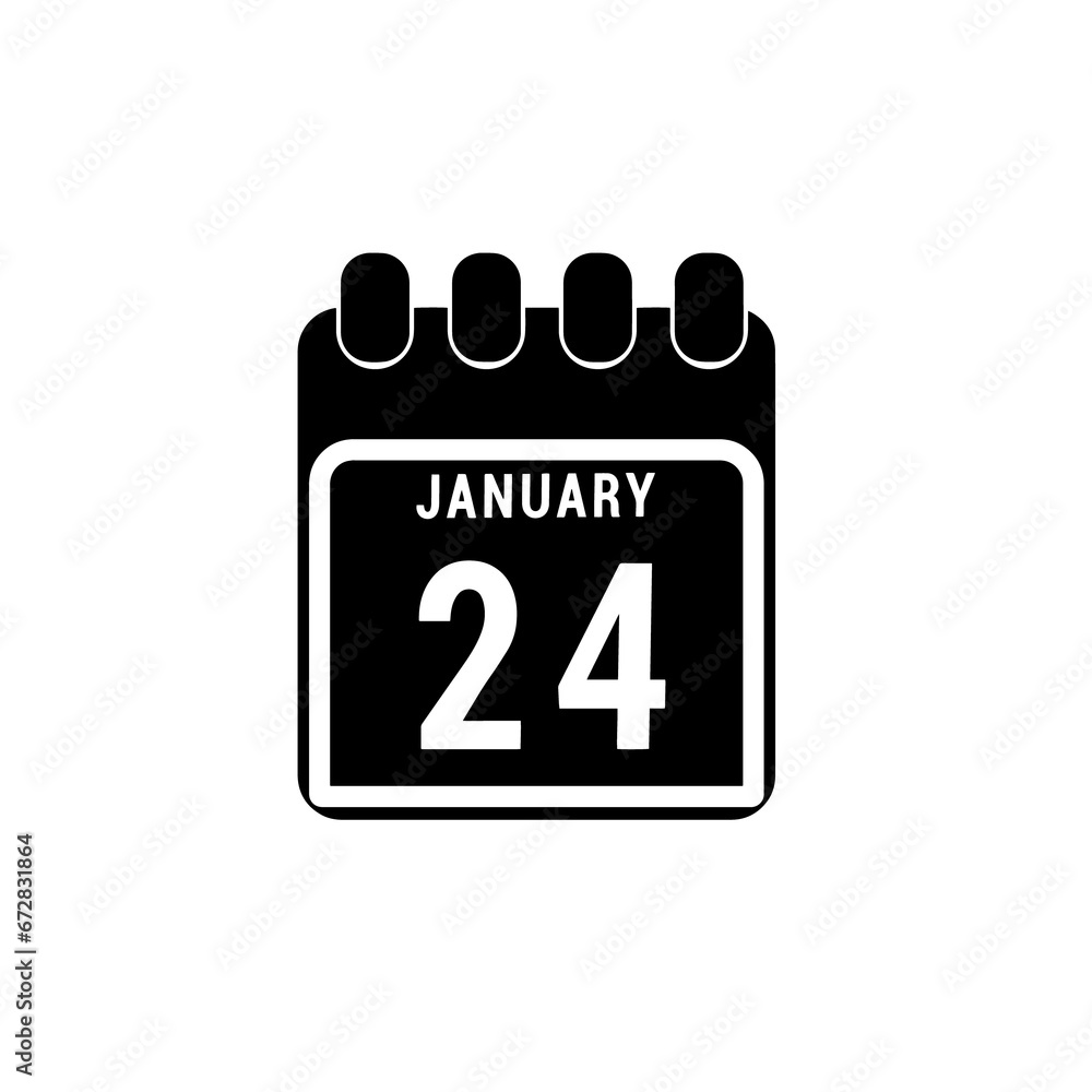 Calendar displaying day 24 (twenty-fourth) of the January - Day 24 of the month. Illustration
