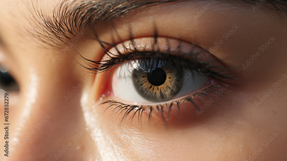 macro, close up of beautiful woman eye iris with natural make-up macro, close up of beautiful woman eye iris with natural make-up