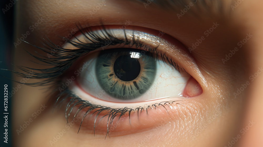 Fototapeta premium macro, close up of beautiful woman eye iris with natural make-up