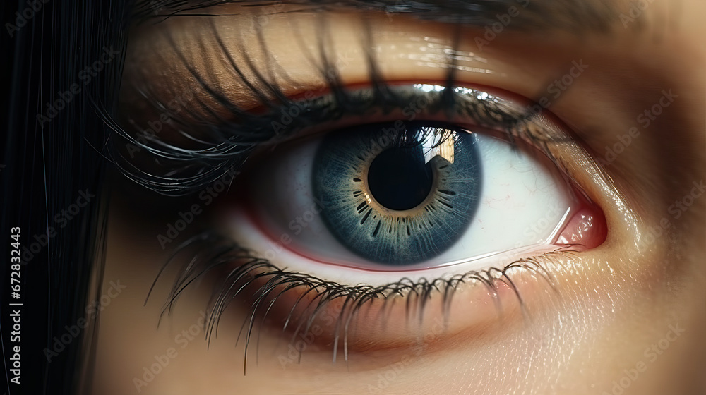 macro, close up of beautiful woman eye iris with natural make-up macro, close up of beautiful woman eye iris with natural make-up
