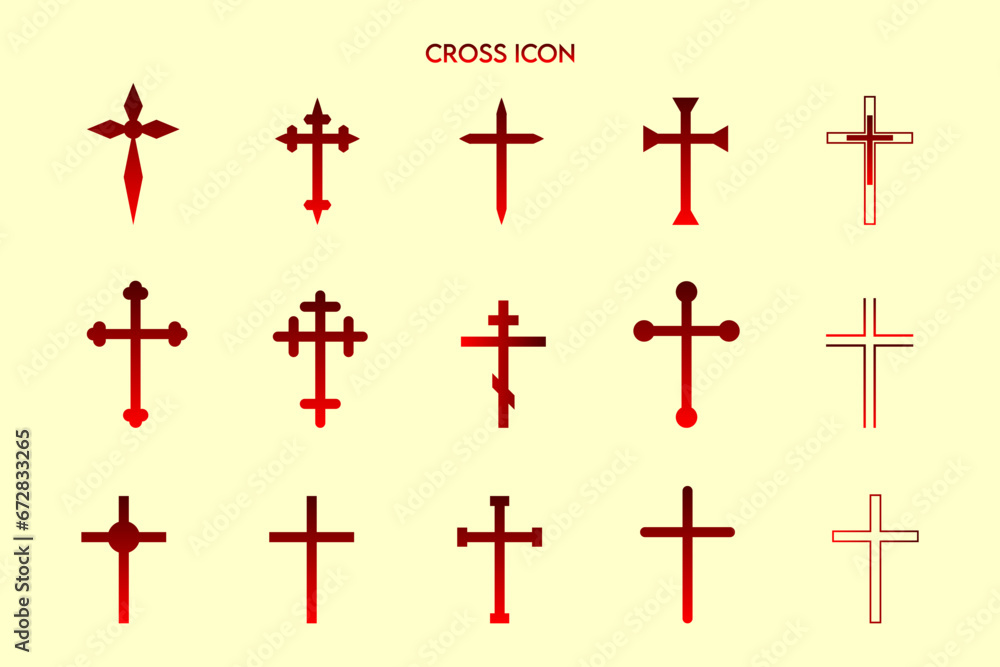 set of crosses, Christmas  cross icon set