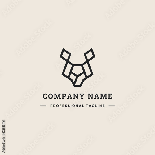 Geometric Diamond Fox Logo, line design simple fox, letter y, monogram icon. (ID: 672833416)