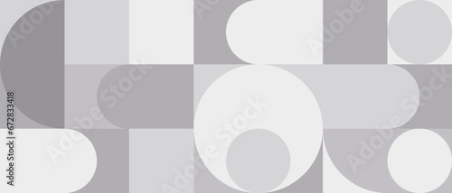 Geometric seamless white and gray with circles cover in trendy style. Scandinavian pattern for beautiful background, textile and wallpaper.