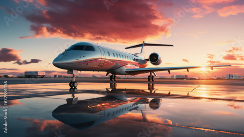 Privatjet in the sunset
