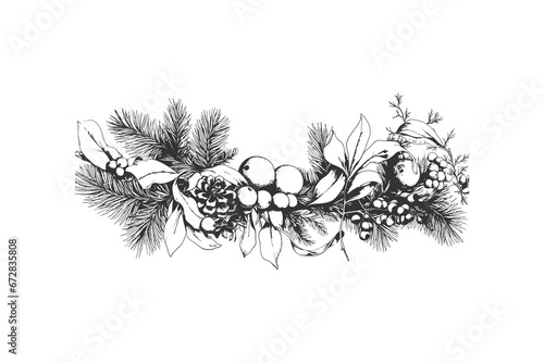 Merry Christmas in graphic style. Christmas decoration. Vector illustration design.