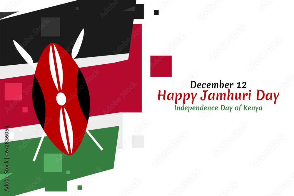 December 12, Happy Jamhuri Day, Independence day of Kenya vector illustration. Suitable for greeting card, poster and banner. December 12, Happy Jamhuri Day, Independence day of Kenya vector illustration. Suitable for greeting card, poster and banner.