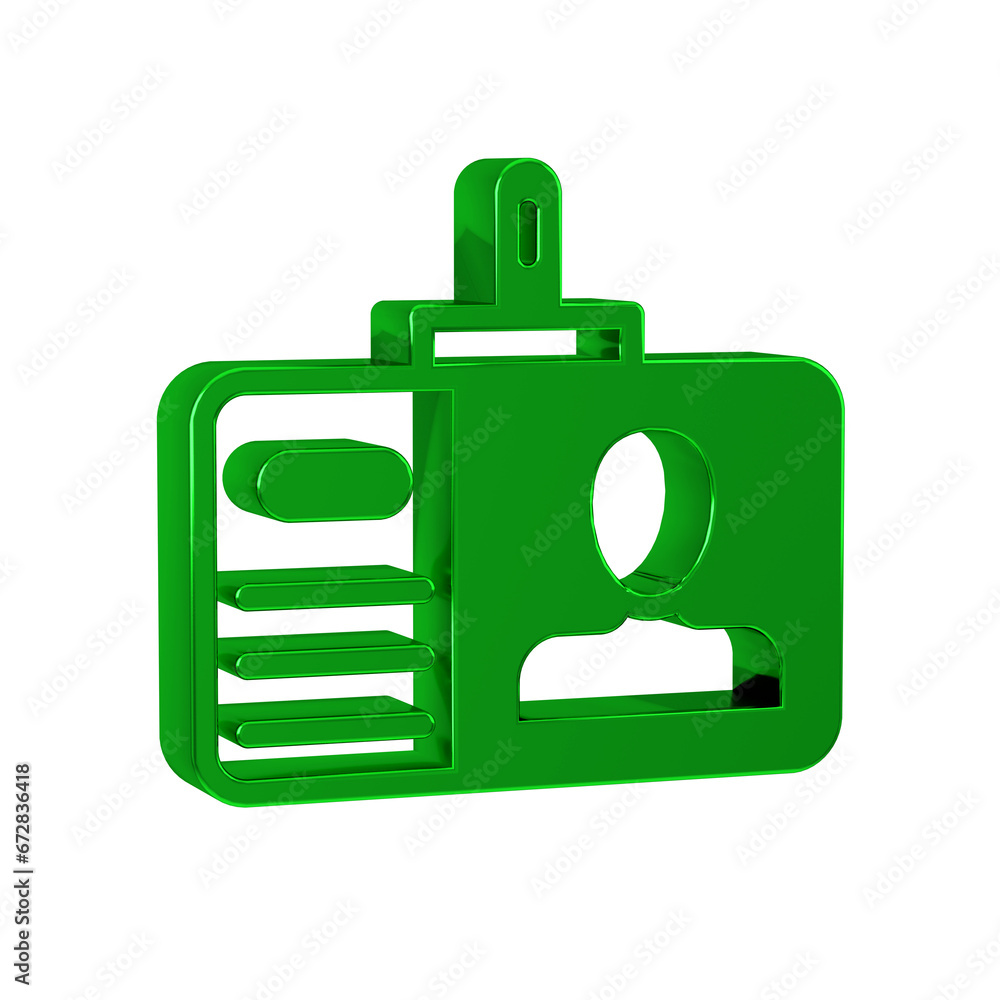 Green Identification badge icon isolated on transparent background. It can be used for presentation, identity of the company, advertising. Green Identification badge icon isolated on transparent background. It can be used for presentation, identity of the company, advertising.