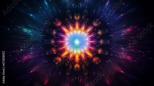 A hypnotic mandala, a burst of colors like a fireworks display in the night sky.