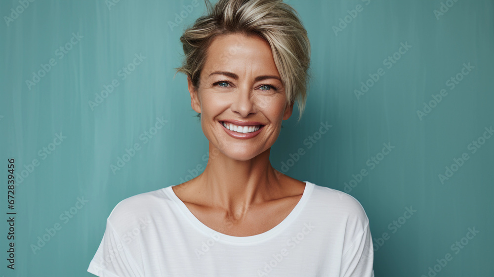 Portrait of a good looking mid aged woman in her 40s Portrait of a good looking mid aged woman in her 40s