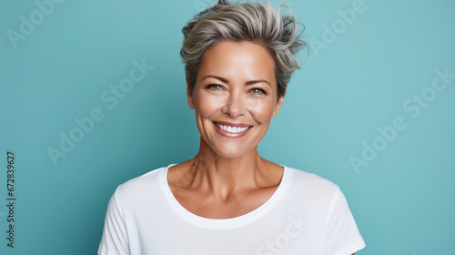 Portrait of a good looking mid aged woman in her 40s photo