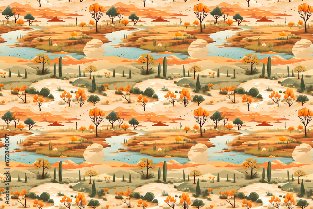 seamless pattern of beautiful landscapes of charming places seamless pattern of beautiful landscapes of charming places