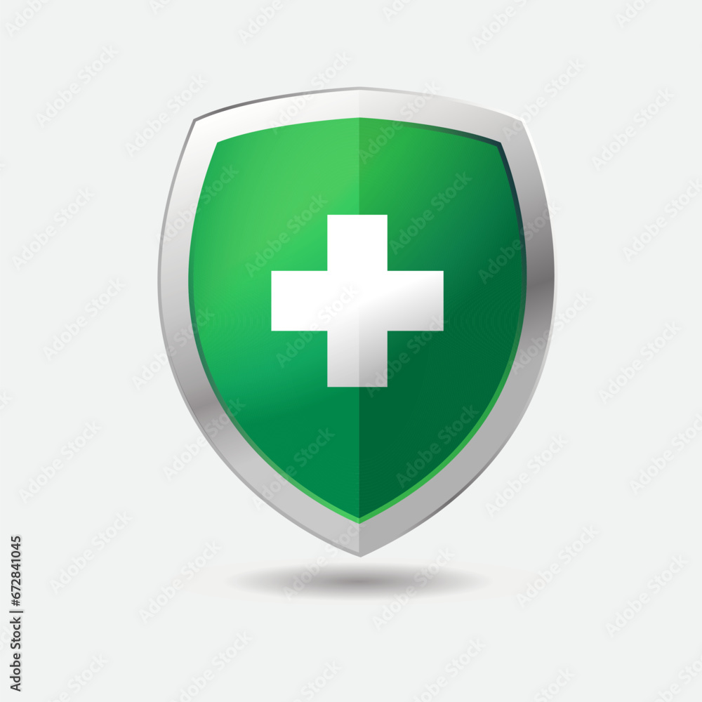 Obraz premium Shield Shape with Silver Gradient. Sheild security and guarantee symbol vector design element