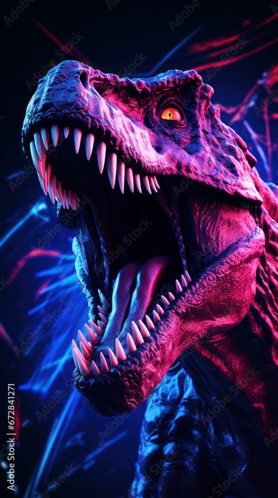 Scary Dinosaur with Neon Lighting Scary Dinosaur with Neon Lighting