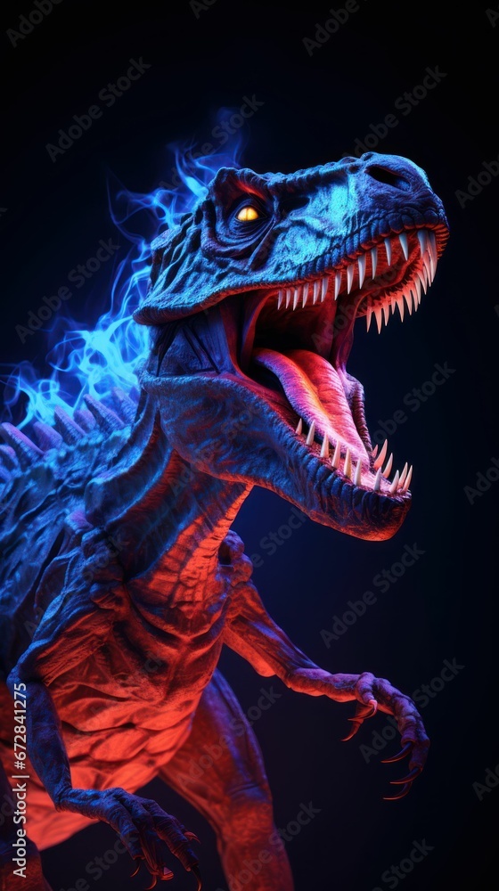 Scary Dinosaur with Neon Lighting Scary Dinosaur with Neon Lighting