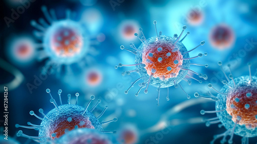 3d render of a medical background with virus cells background 