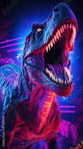 Scary Dinosaur with Neon Lighting 